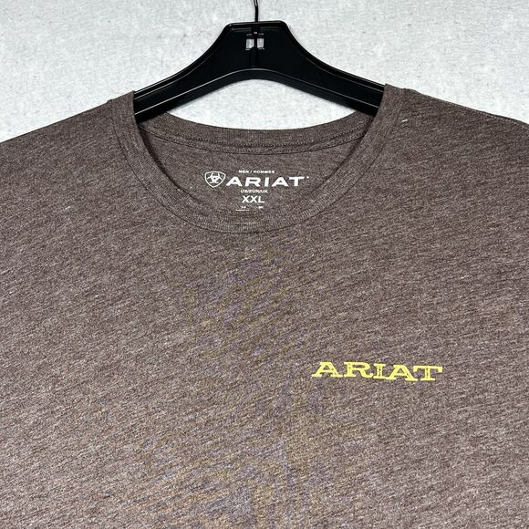 Ariat T-Shirt Mens XXL Brown Buckle Heather Graphic Logo Short Sleeve Western - Picture 4 of 12